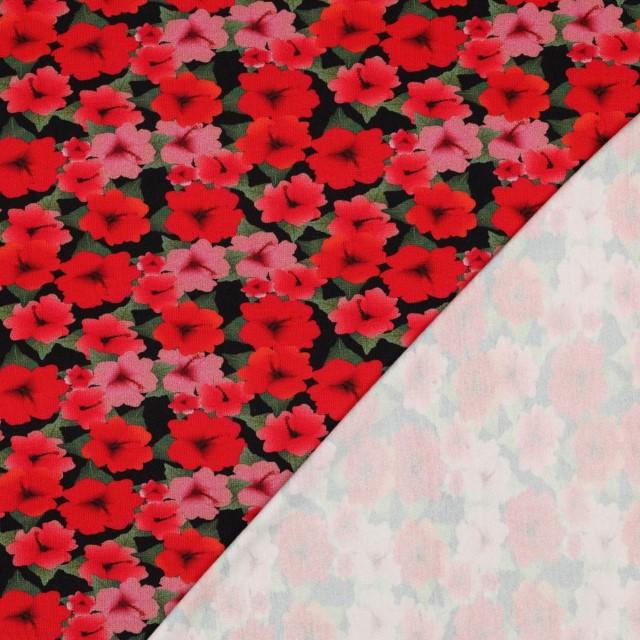Stoff Jersey digital flowers red - 0