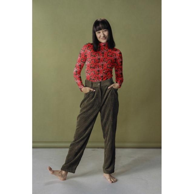 Stoff Jersey digital flowers red - 1