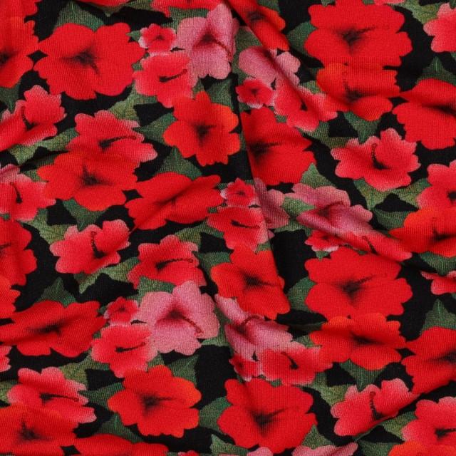Stoff Jersey digital flowers red - 2