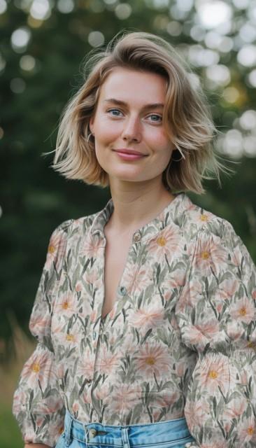 Stoff Musselin Digital Flowers - 1