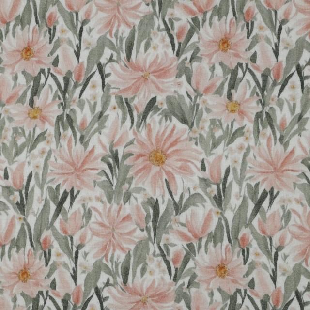 Stoff Musselin Digital Flowers