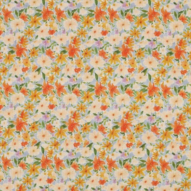 Stoff Viskose Leinen Crêpe Flowers