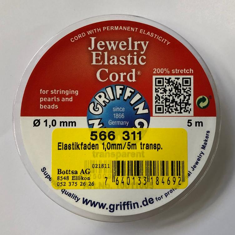 Elastikfaden 1,0mm, Transparent 5m