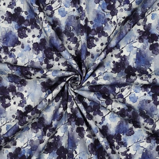 Stoff Viskose Rosella Stretch Flower Aquarell - 0