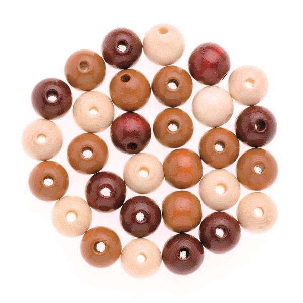 Holzperlen 8mm 80St, braun-mix