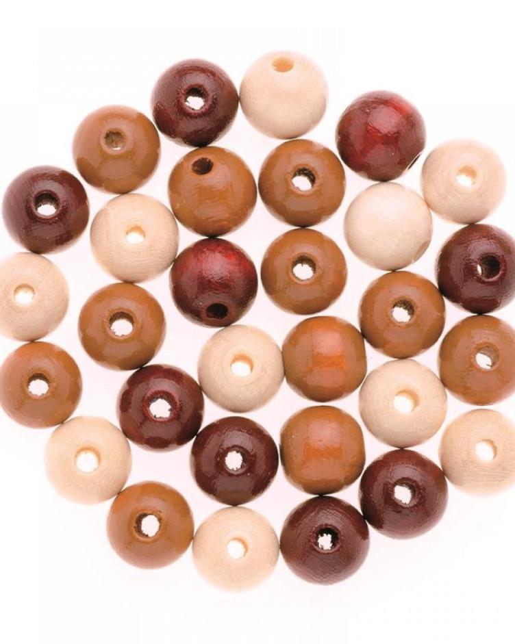 Holzperle 10mm 47 Stück braun-mix