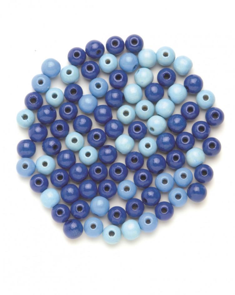 Holzperle 12mm, blau-mix