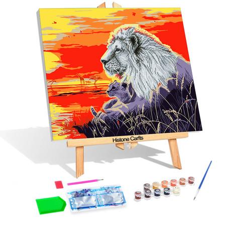 Diamond Painting mit Acrylfarben Löwe