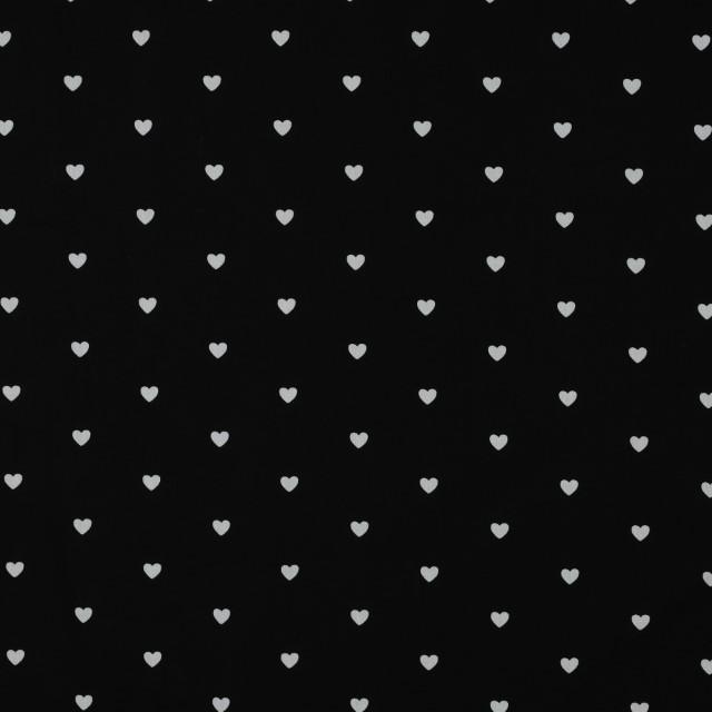 Stoff Baumwolle Hearts Black and White