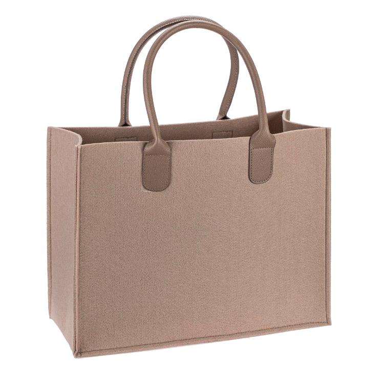 Filztasche mit Lederhenkel beige