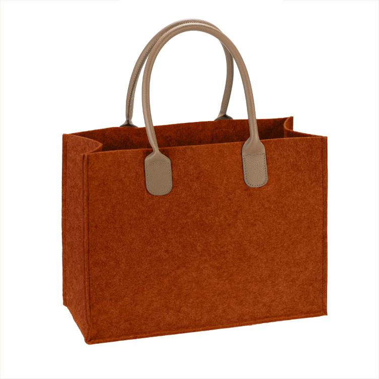 Filztasche mit Lederhenkel braun