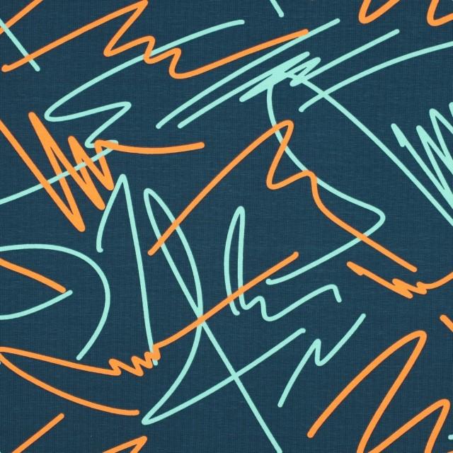 Stoff Jersey Neon Abstract, petrol
