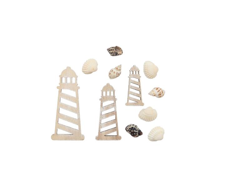 Streuteile Mix, Leichtturm mit Muscheln