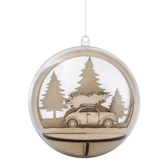 Holz-Steckteil Auto+Baum, FSCMixCred, 9,5cm ø, natur, 5-tlg. - 1