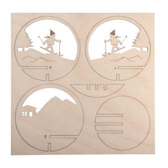 Holz-Steckteil Skifahrer, FSCMixCred, 9,5cm ø, natur, 5-tlg. - 2