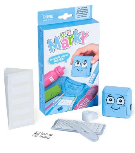 DIY MARKY STEMPEL SET, TEXTILE & SCHULE MARKER, BLAU, ABDRUCKGRÖSSE 38 x 14mm
