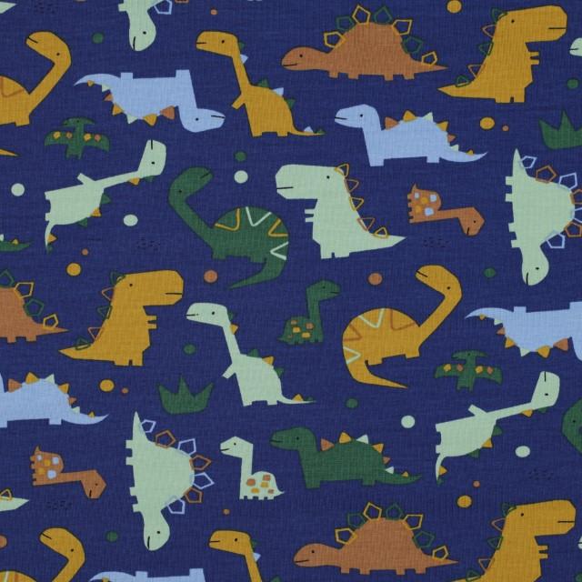 Stoff French Terry Dinosaurs Cobalt