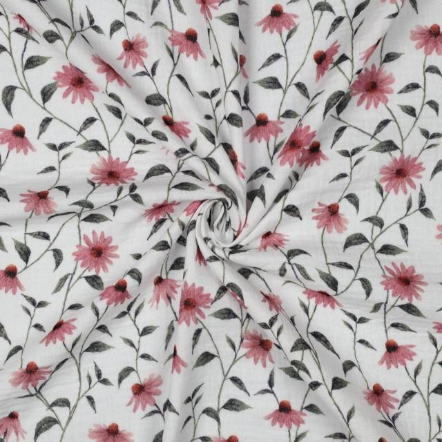 Stoff Musselin Digital Flowers - 0