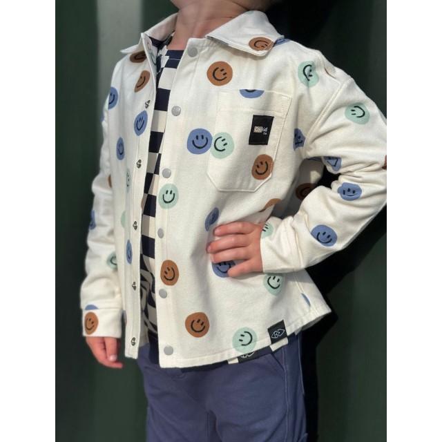 Stoff Baumwolle Flanell Happy Faces Off White - 0