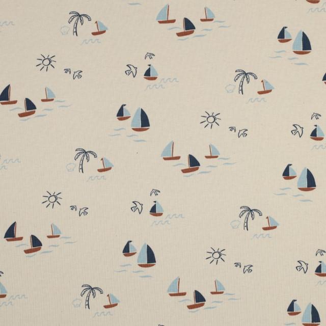 Stoff Jersey Boats Natural