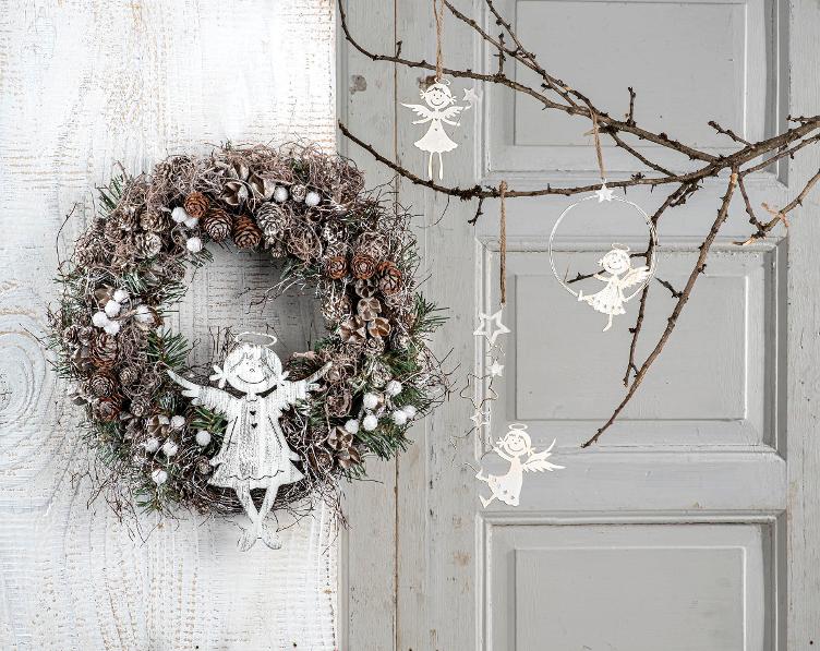 Metallengel Kantenhocker shabby weiss