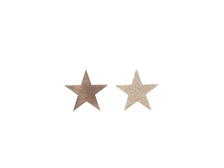 Holzstreuteile, Sterne Gold-Glitzer