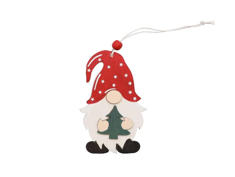 Wichtel mit Baum, rot/grün