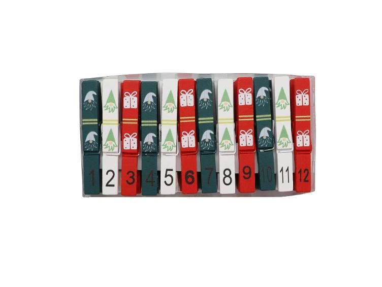 Wäscheklammer 1-24, rot/weiss/grün