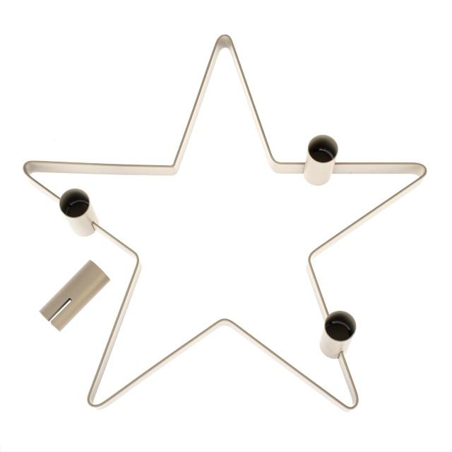 Metallstern mit Kerzenhalter 35cm, Creme