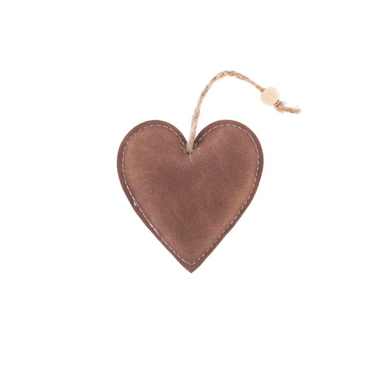 Herz Velourleder braun