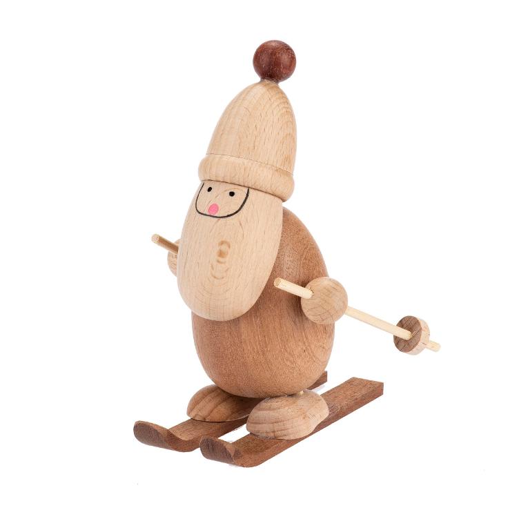 Holz Weihnachtsmann auf Ski