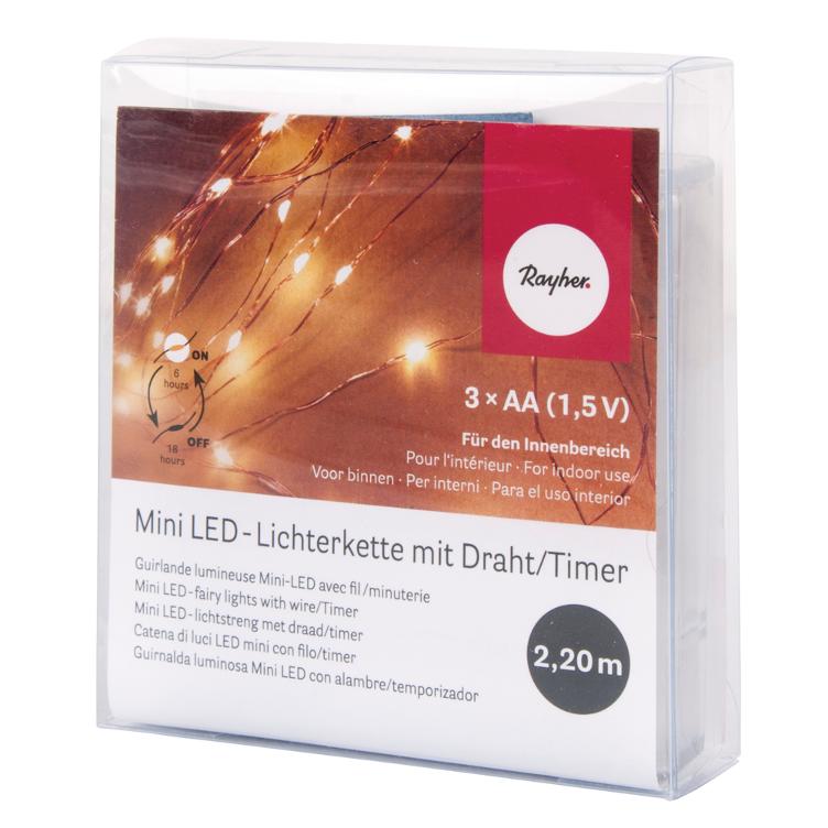 Mini LED-Lichterkette m. Draht/Timer