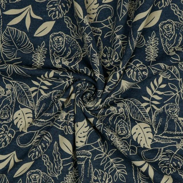 Stoff Jersey Monkeys, Indigo - 0