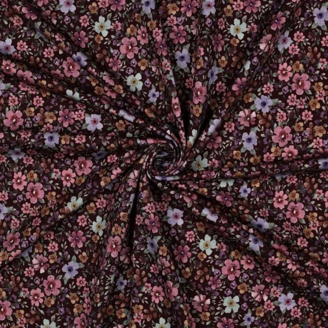 Stoff Jersey Digital Blumen bordeaux - 1
