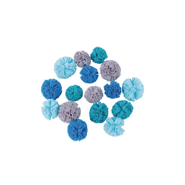Soft Tüll Pompons sortiert royalblau
