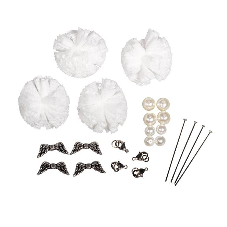 Anhänger Soft Tüll Pompon Engel, weiß - 0