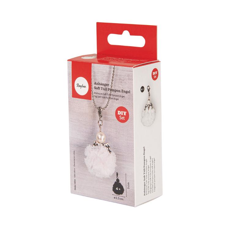 Anhänger Soft Tüll Pompon Engel, weiß - 2