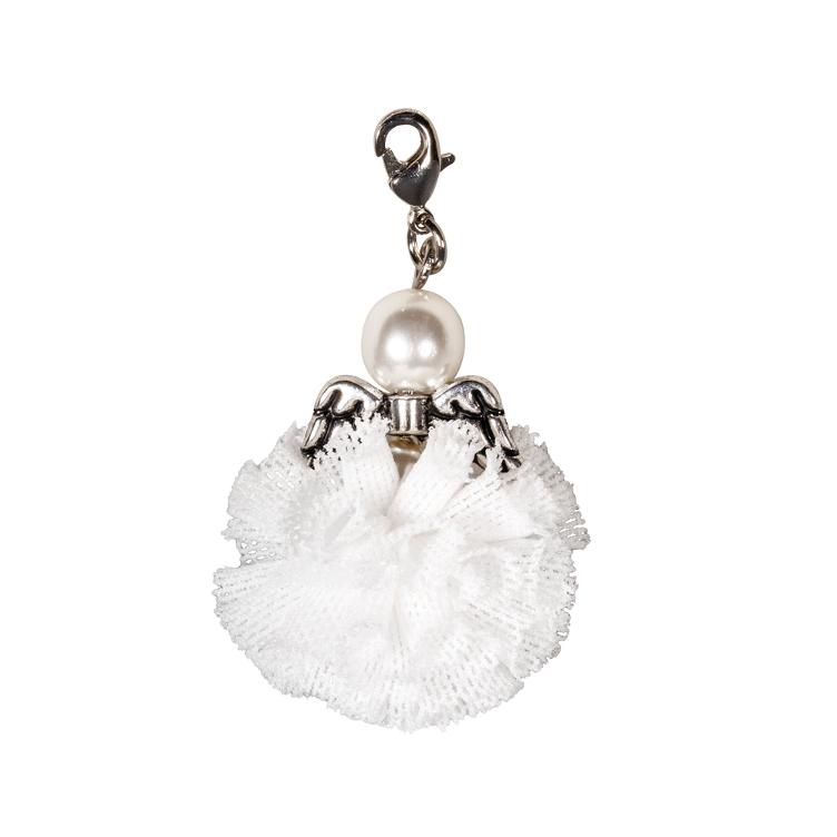 Anhänger Soft Tüll Pompon Engel, weiß