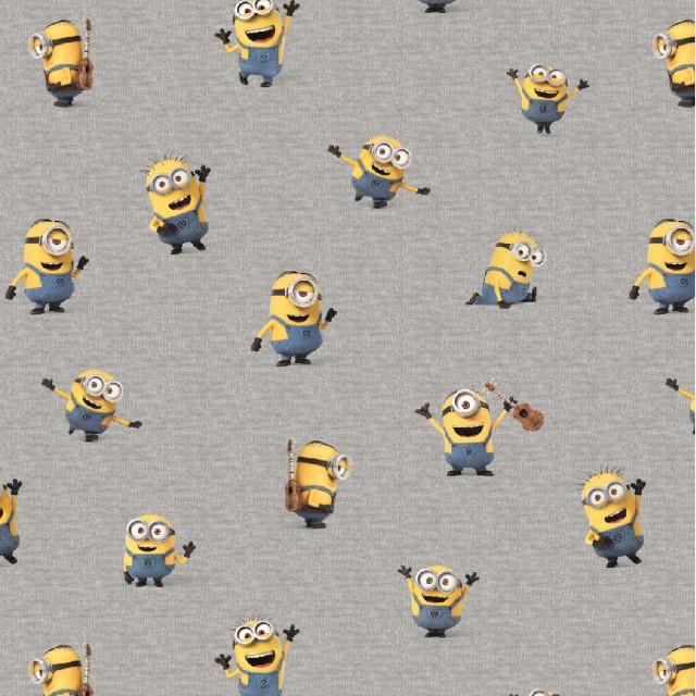 Stoff Baumwoll-Jersey Minions, grau