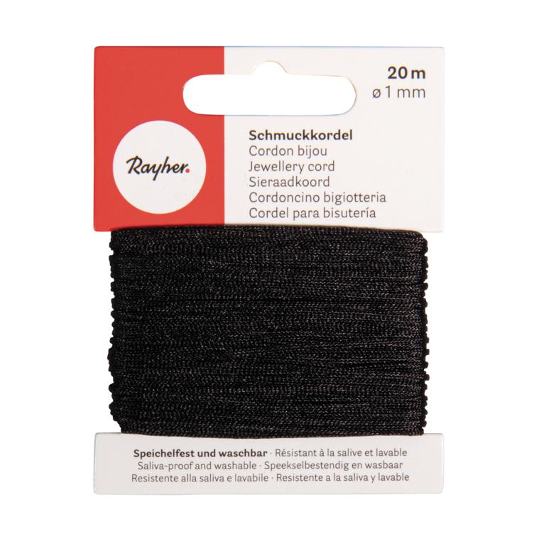 Schmuckkordel, schwarz, ø 1 mm