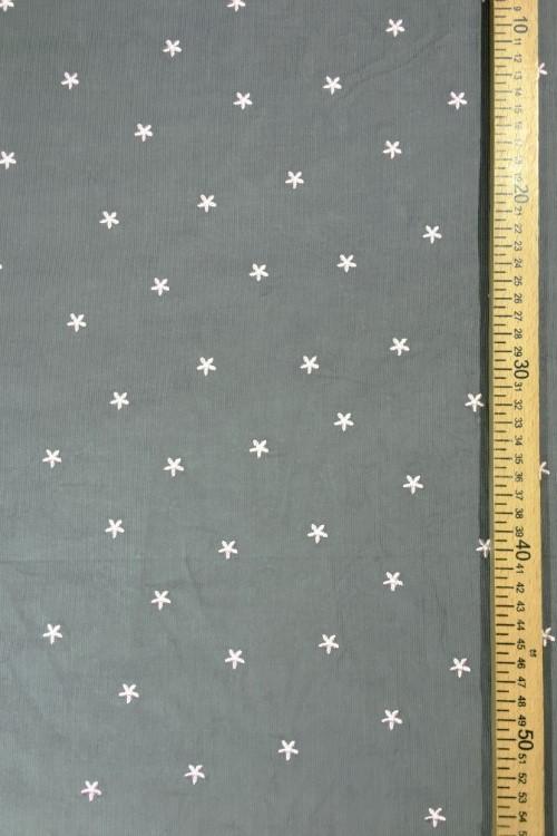 Baumwolle Babycord 21W Embroiderey grau