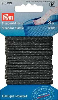 PRYM STANDARD-ELAST GEFLOCHTEN 5MM SCHWARZ KARTE A 3M