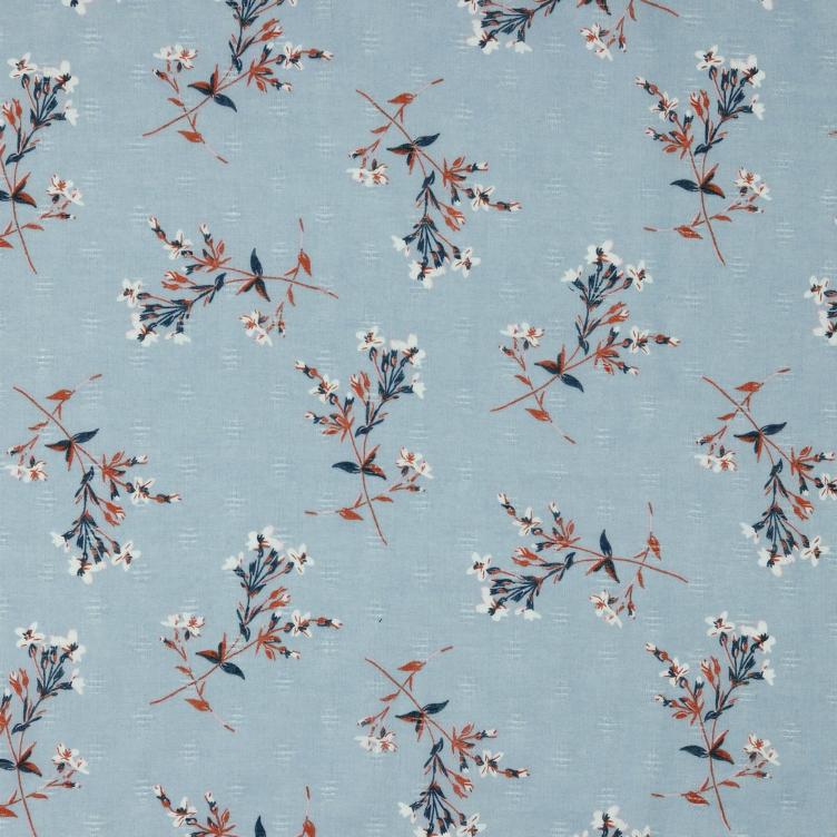 Stoff Baumwolle Dobby Blossom, Blue
