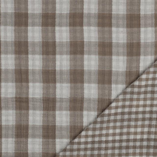 Stoff Musselin, doubleface checks, sand