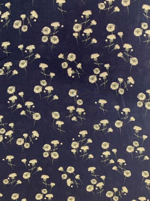 Stoff Viskose Leinwandbindung Blumen, marineblau