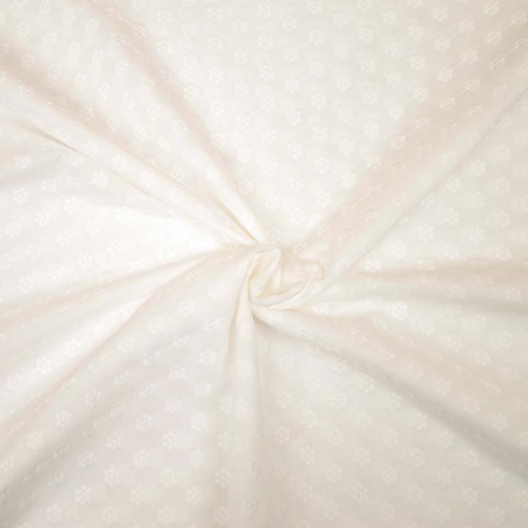 Stoff Baumwolle bestickt weiss - 0