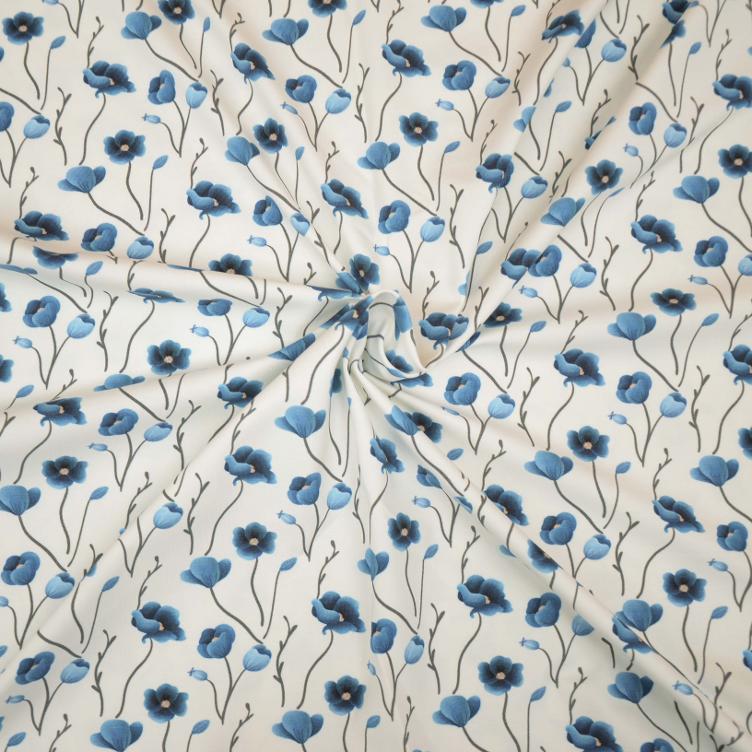 Stoff Jersey Blue Poppy - 1