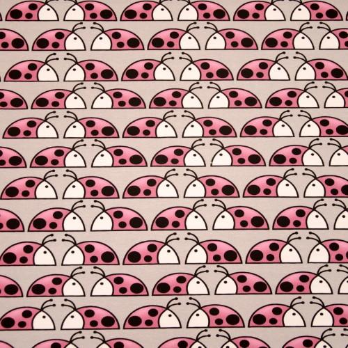 Stoff Jersey Käfer, pink/grau