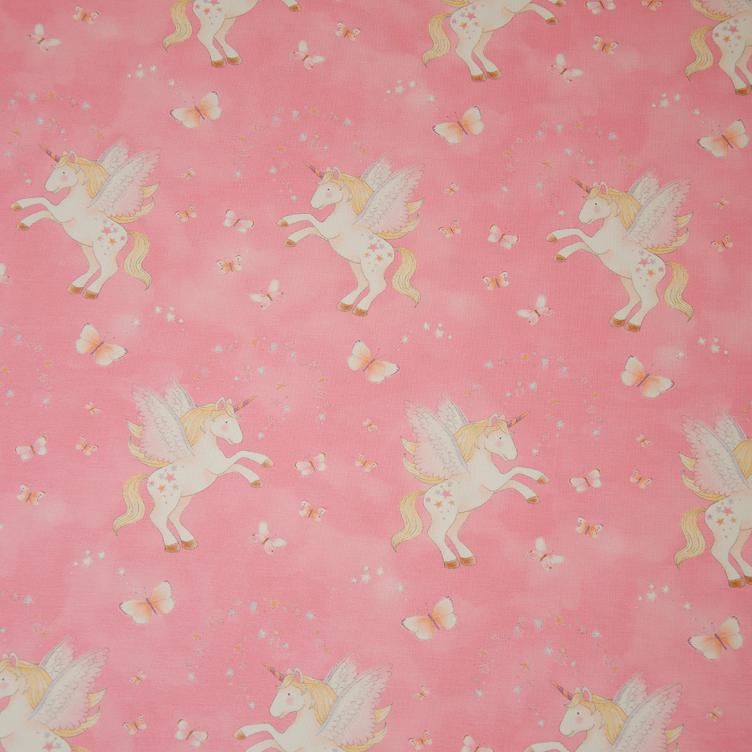 Stoff Jersey Cute Unicorn, pink