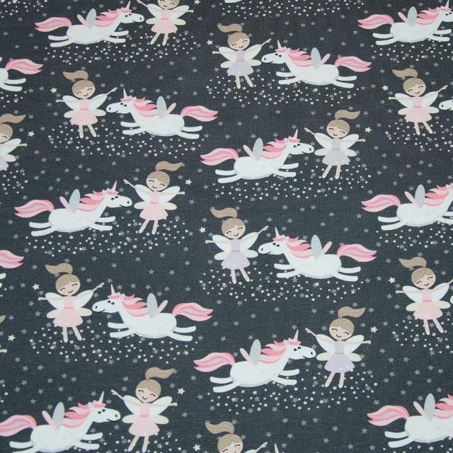 Stoff Jersey Flying Unicorn